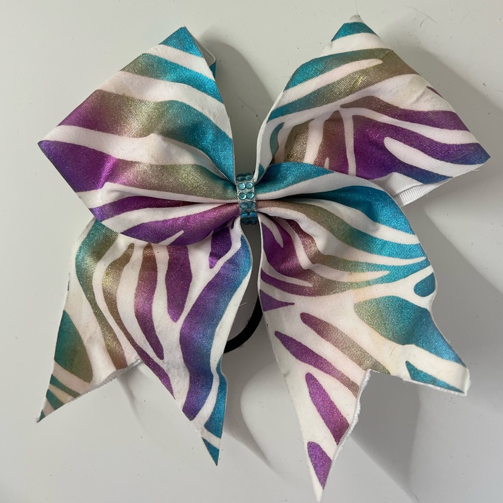 Colorful Zebra Cheer Bow